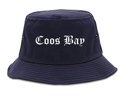Coos Bay Oregon OR Old English Mens Bucket Hat Navy Blue