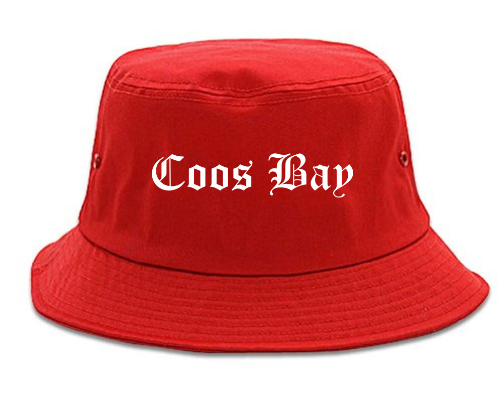 Coos Bay Oregon OR Old English Mens Bucket Hat Red