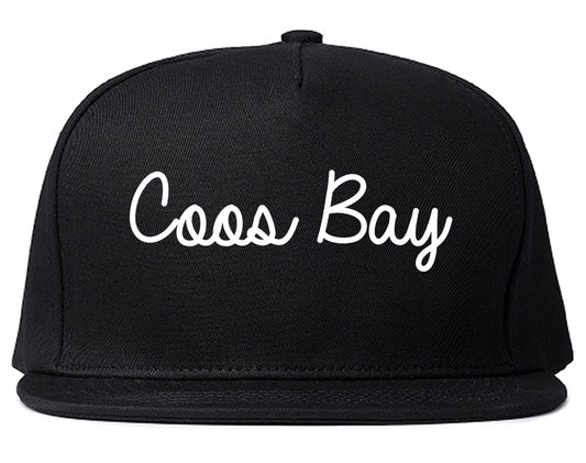 Coos Bay Oregon OR Script Mens Snapback Hat Black