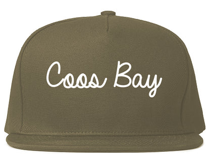 Coos Bay Oregon OR Script Mens Snapback Hat Grey