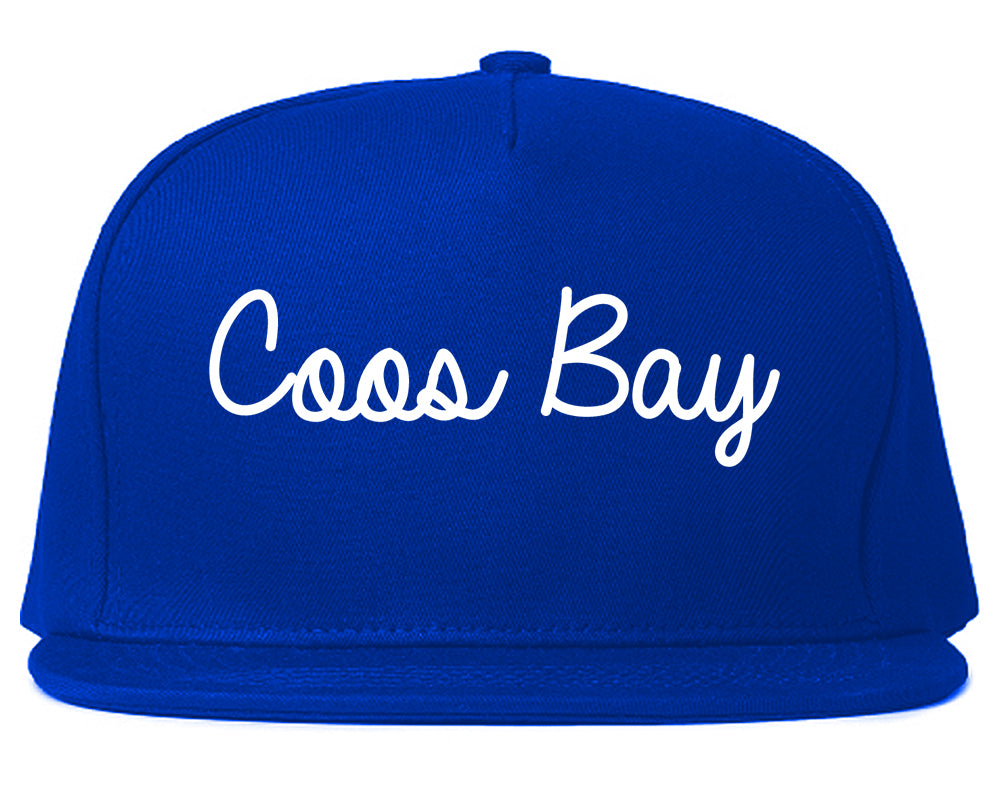 Coos Bay Oregon OR Script Mens Snapback Hat Royal Blue