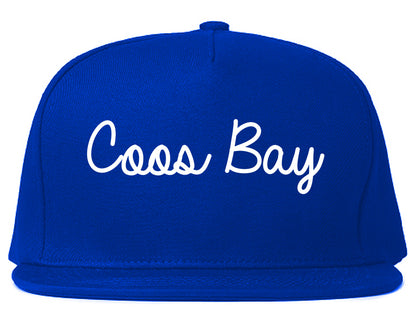 Coos Bay Oregon OR Script Mens Snapback Hat Royal Blue