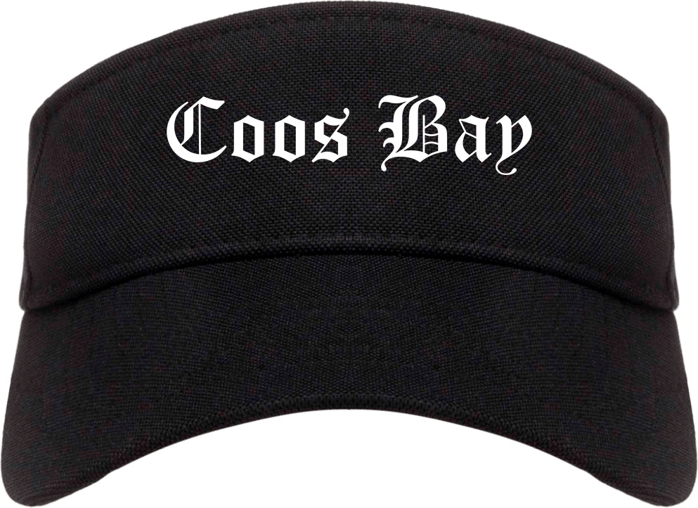 Coos Bay Oregon OR Old English Mens Visor Cap Hat Black