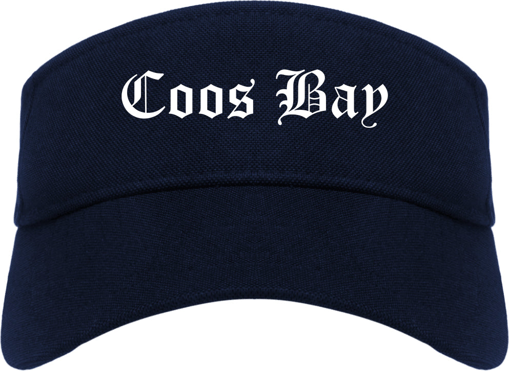 Coos Bay Oregon OR Old English Mens Visor Cap Hat Navy Blue