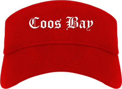 Coos Bay Oregon OR Old English Mens Visor Cap Hat Red