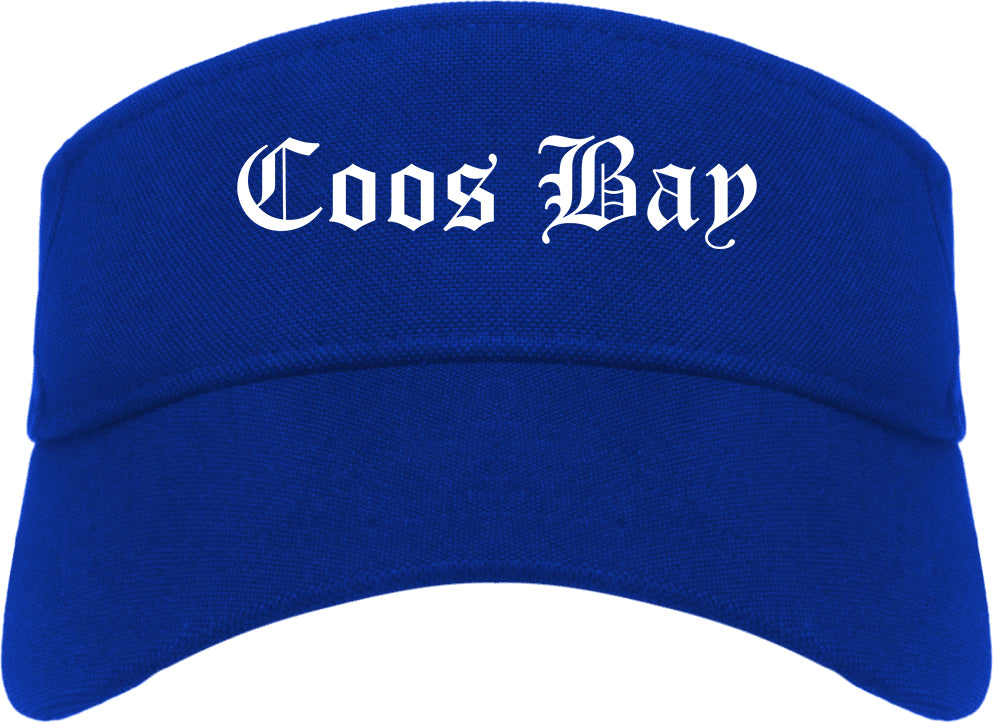Coos Bay Oregon OR Old English Mens Visor Cap Hat Royal Blue