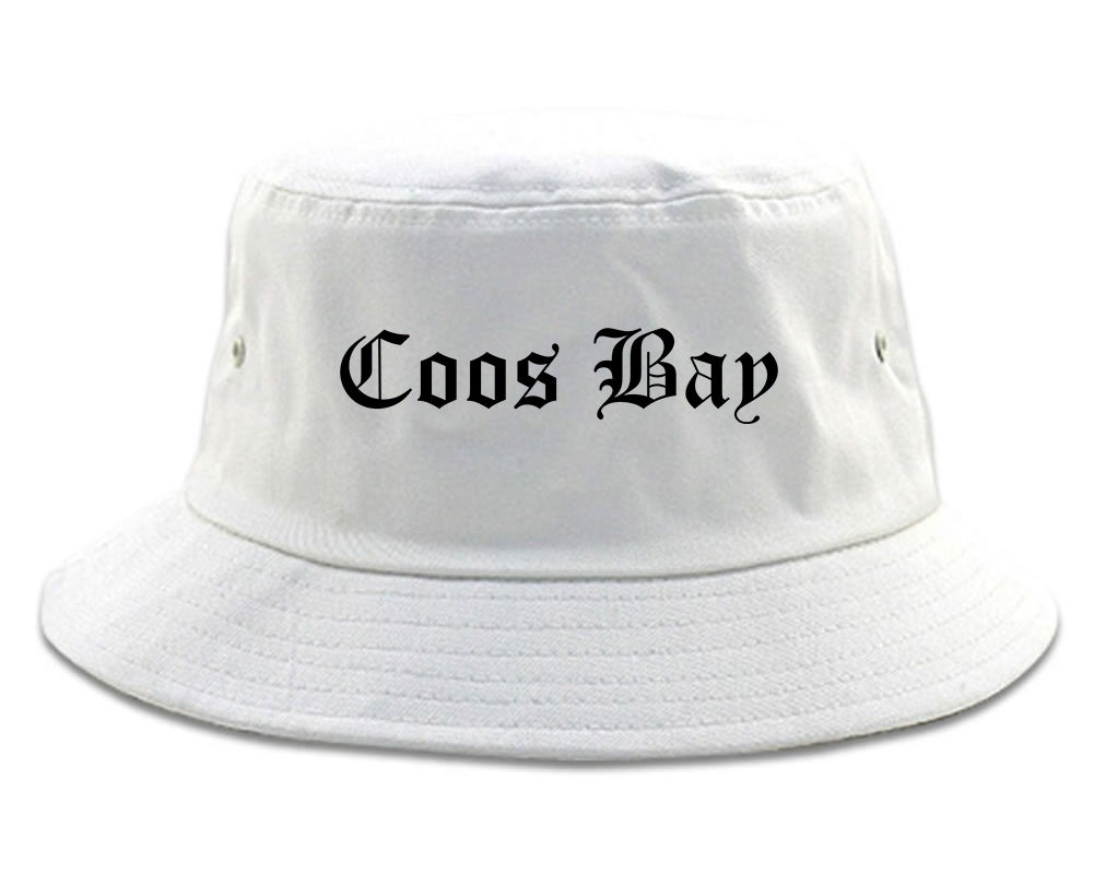 Coos Bay Oregon OR Old English Mens Bucket Hat White