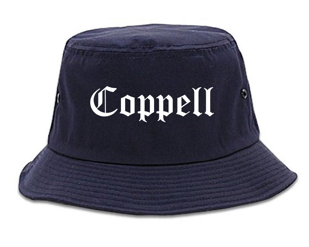 Coppell Texas TX Old English Mens Bucket Hat Navy Blue