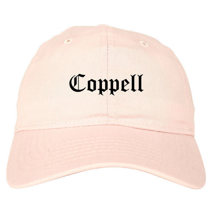 Coppell Texas TX Old English Mens Dad Hat Baseball Cap Pink