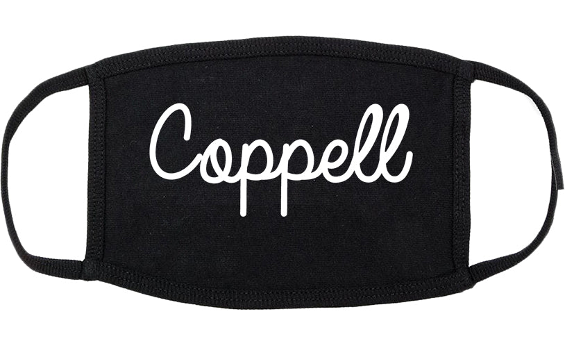 Coppell Texas TX Script Cotton Face Mask Black