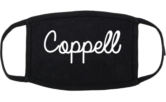 Coppell Texas TX Script Cotton Face Mask Black