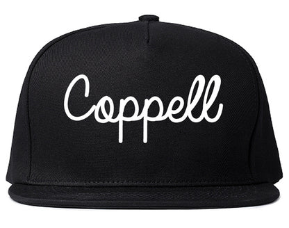 Coppell Texas TX Script Mens Snapback Hat Black