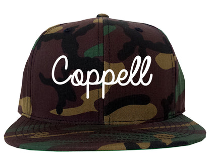 Coppell Texas TX Script Mens Snapback Hat Army Camo