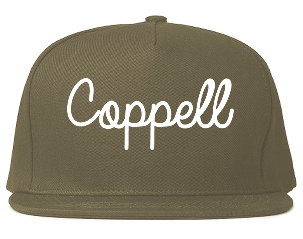 Coppell Texas TX Script Mens Snapback Hat Grey