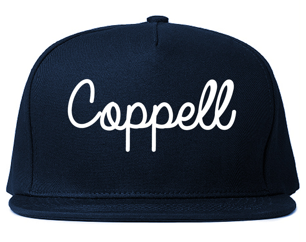 Coppell Texas TX Script Mens Snapback Hat Navy Blue