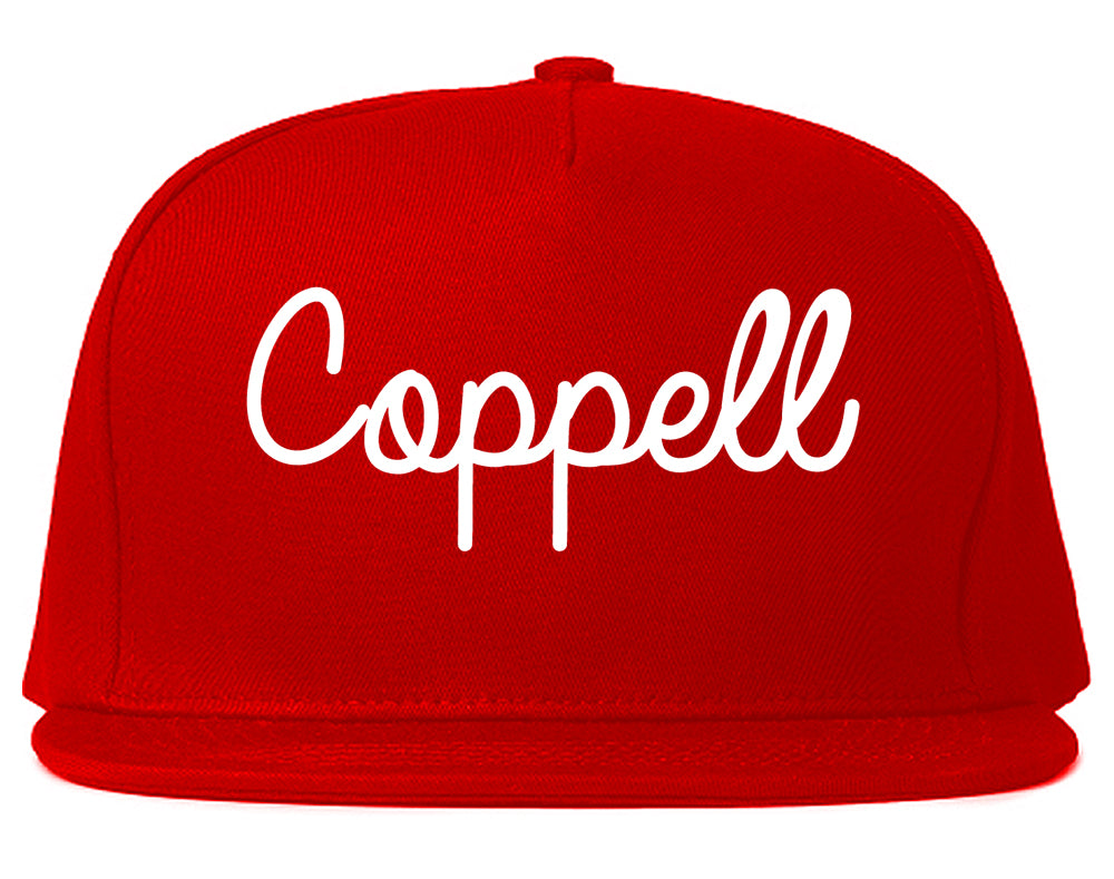 Coppell Texas TX Script Mens Snapback Hat Red