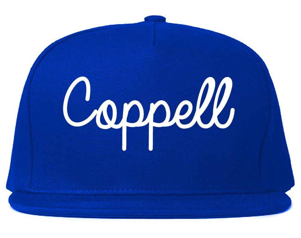 Coppell Texas TX Script Mens Snapback Hat Royal Blue
