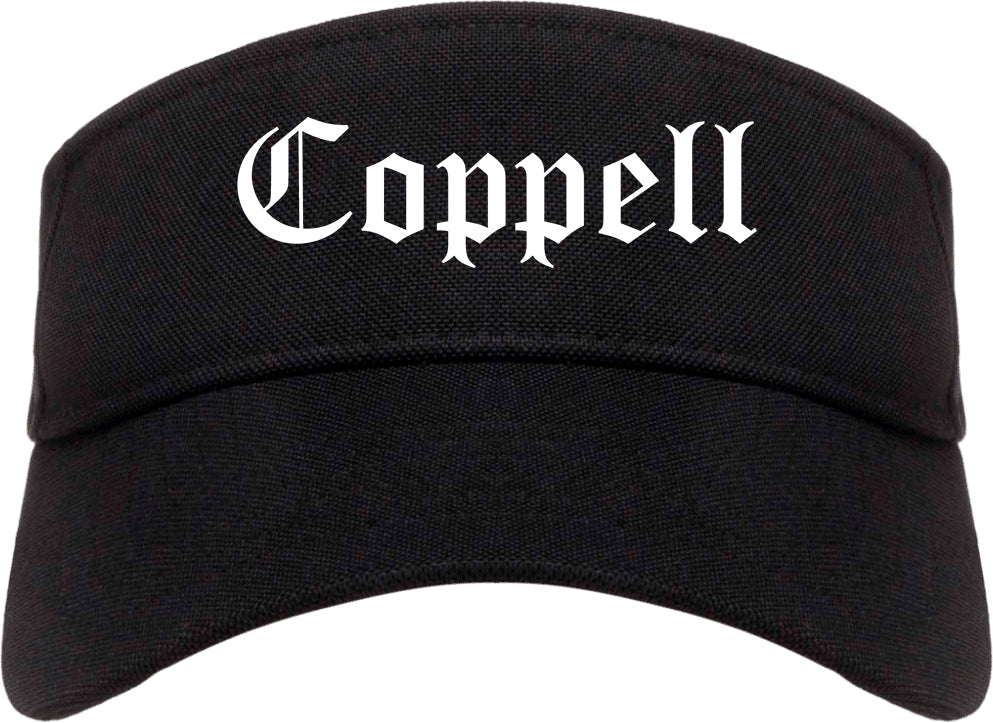 Coppell Texas TX Old English Mens Visor Cap Hat Black