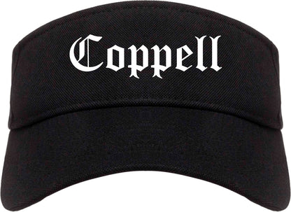 Coppell Texas TX Old English Mens Visor Cap Hat Black