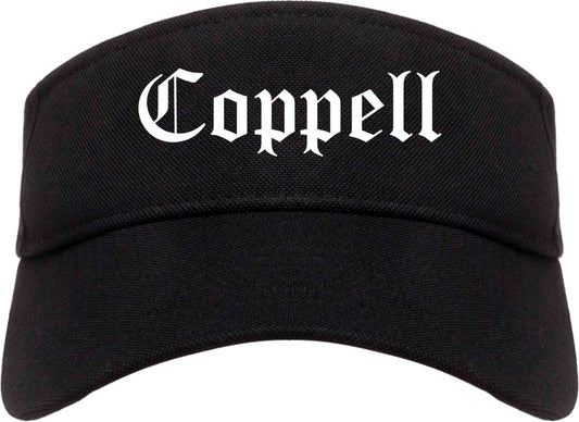 Coppell Texas TX Old English Mens Visor Cap Hat Black