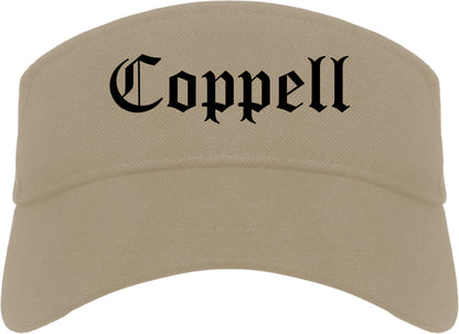Coppell Texas TX Old English Mens Visor Cap Hat Khaki