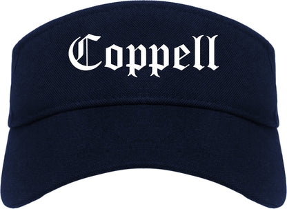 Coppell Texas TX Old English Mens Visor Cap Hat Navy Blue
