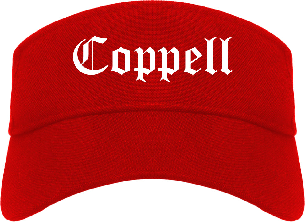 Coppell Texas TX Old English Mens Visor Cap Hat Red