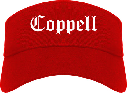 Coppell Texas TX Old English Mens Visor Cap Hat Red