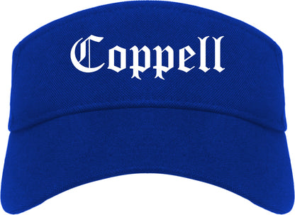 Coppell Texas TX Old English Mens Visor Cap Hat Royal Blue