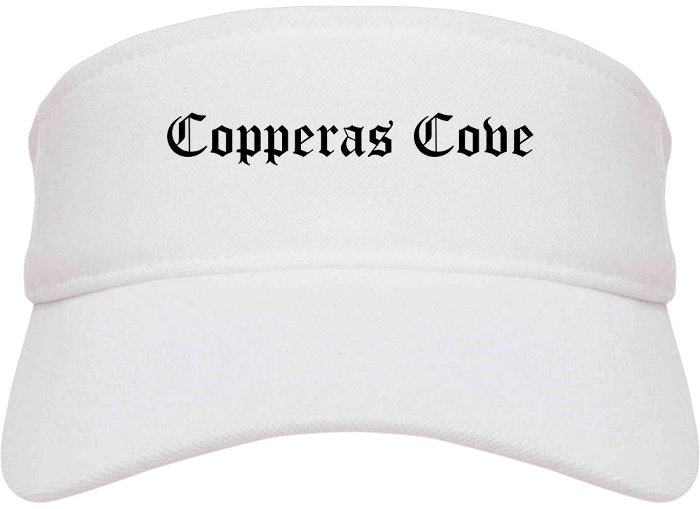 Copperas Cove Texas TX Old English Mens Visor Cap Hat White
