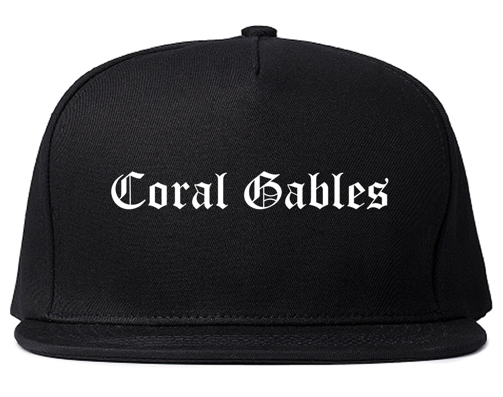Coral Gables Florida FL Old English Mens Snapback Hat Black