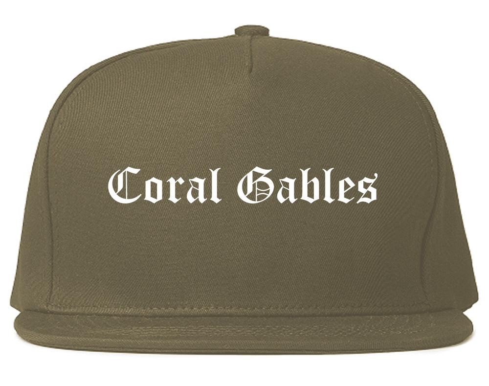 Coral Gables Florida FL Old English Mens Snapback Hat Grey