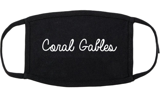 Coral Gables Florida FL Script Cotton Face Mask Black