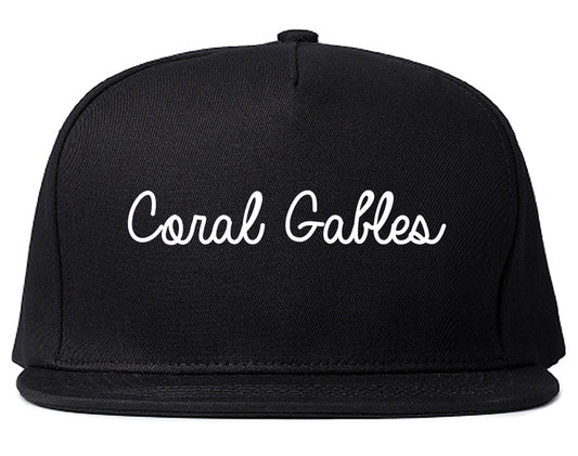 Coral Gables Florida FL Script Mens Snapback Hat Black