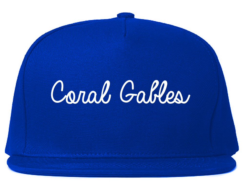 Coral Gables Florida FL Script Mens Snapback Hat Royal Blue