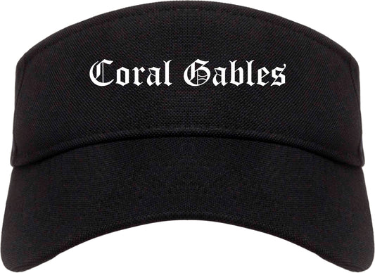 Coral Gables Florida FL Old English Mens Visor Cap Hat Black