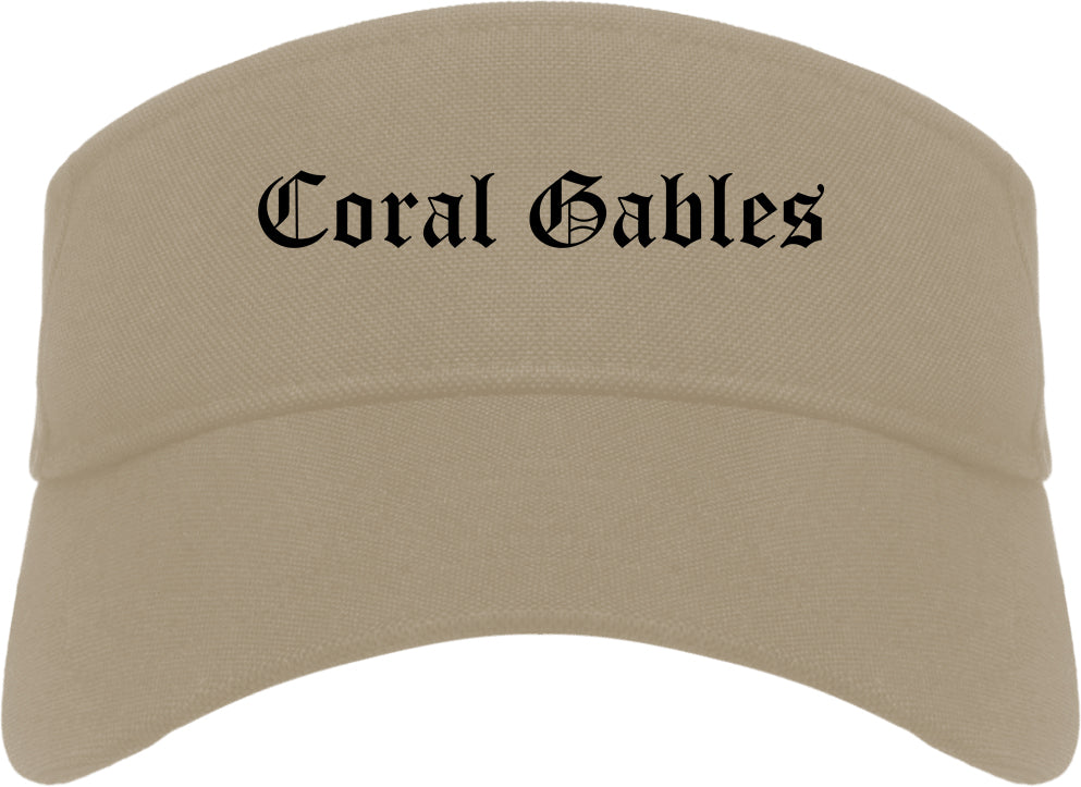 Coral Gables Florida FL Old English Mens Visor Cap Hat Khaki