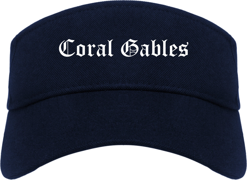 Coral Gables Florida FL Old English Mens Visor Cap Hat Navy Blue