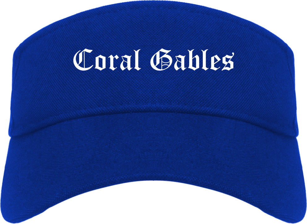 Coral Gables Florida FL Old English Mens Visor Cap Hat Royal Blue