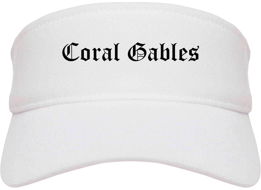 Coral Gables Florida FL Old English Mens Visor Cap Hat White
