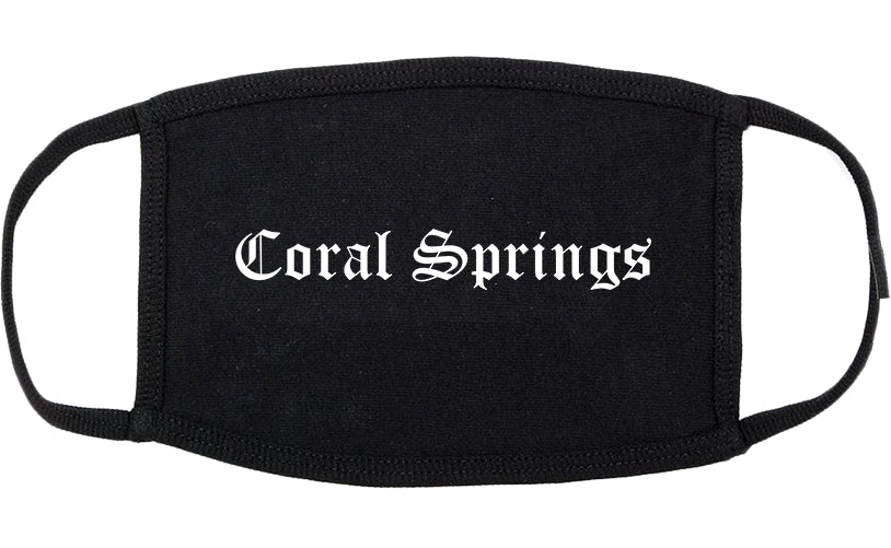 Coral Springs Florida FL Old English Cotton Face Mask Black