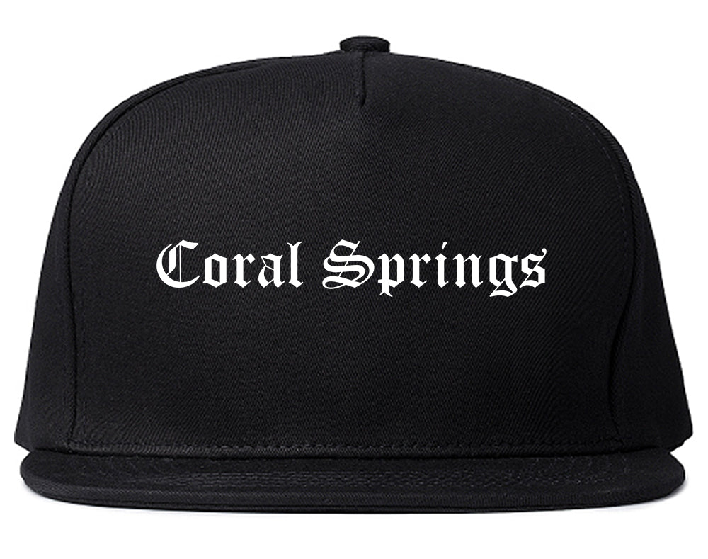Coral Springs Florida FL Old English Mens Snapback Hat Black