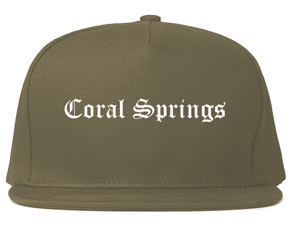 Coral Springs Florida FL Old English Mens Snapback Hat Grey
