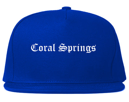 Coral Springs Florida FL Old English Mens Snapback Hat Royal Blue