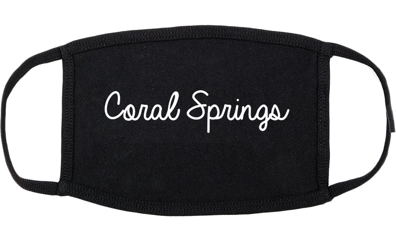 Coral Springs Florida FL Script Cotton Face Mask Black