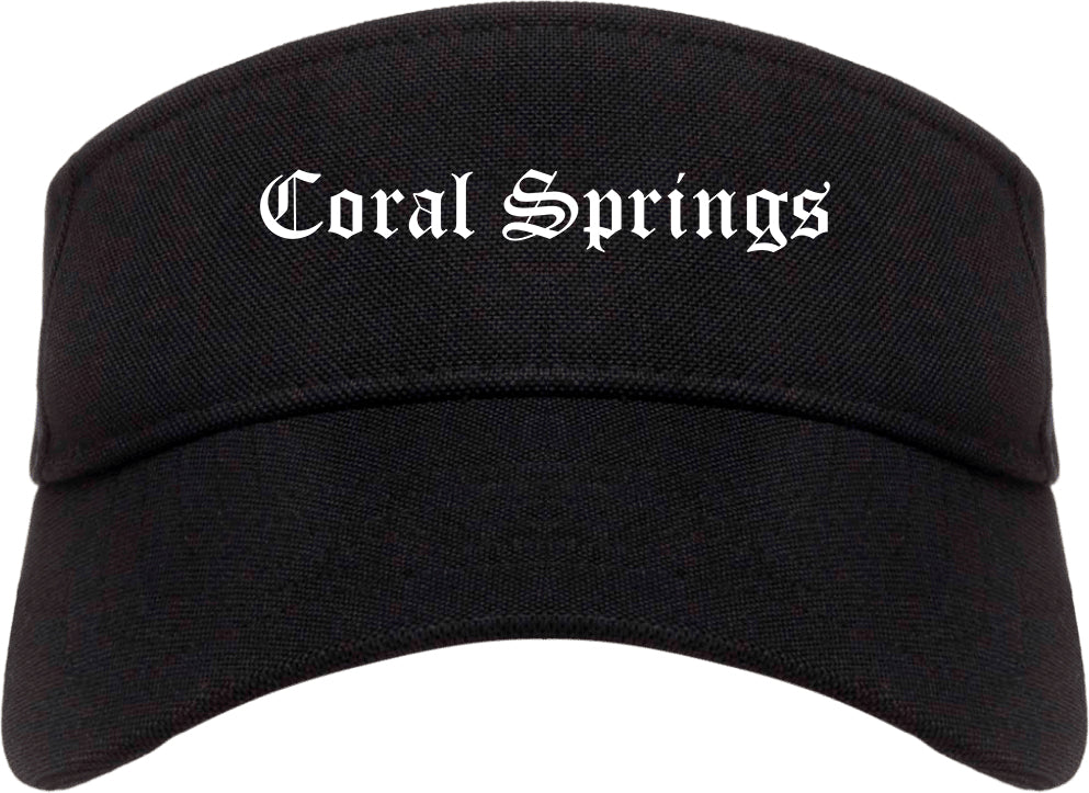 Coral Springs Florida FL Old English Mens Visor Cap Hat Black