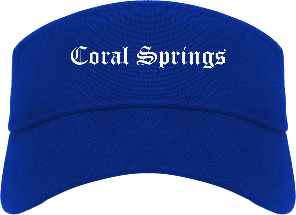 Coral Springs Florida FL Old English Mens Visor Cap Hat Royal Blue