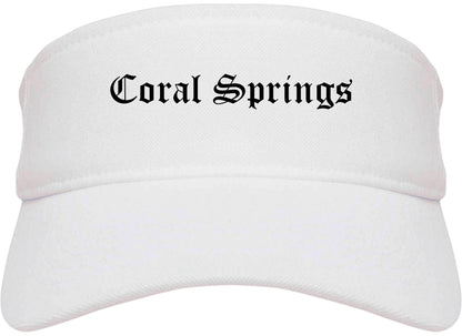 Coral Springs Florida FL Old English Mens Visor Cap Hat White