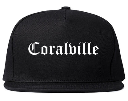 Coralville Iowa IA Old English Mens Snapback Hat Black