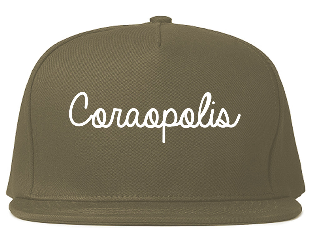 Coraopolis Pennsylvania PA Script Mens Snapback Hat Grey